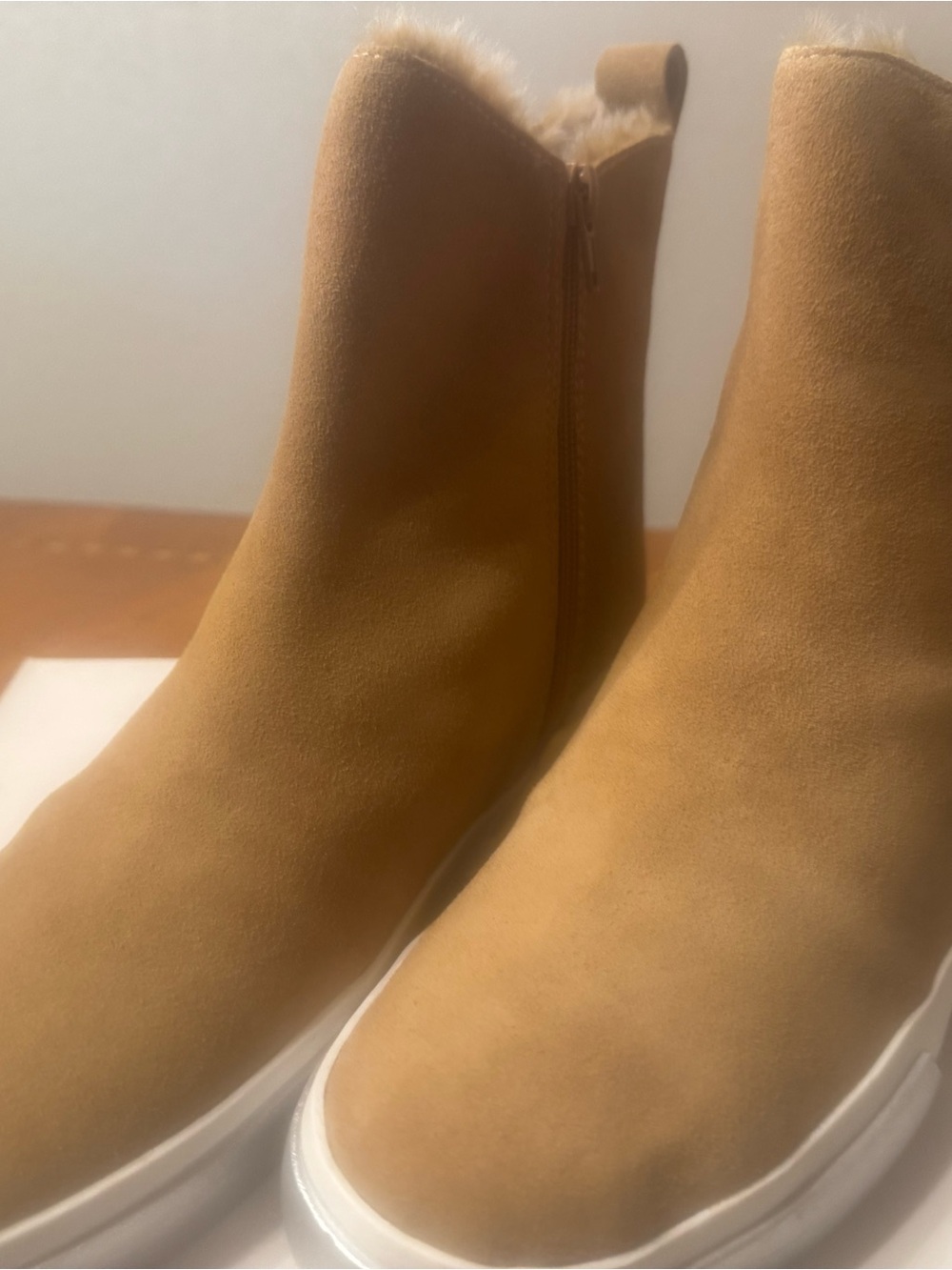 Dolce Vita Faux Suede Ankle Booties in Tan